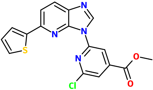(image for) MC004592 Methyl 2-chloro-6-[5-(thiophen-2-yl)-3H-imidazo[4,5-b]pyridin-3-yl]pyridine-4-carboxylate